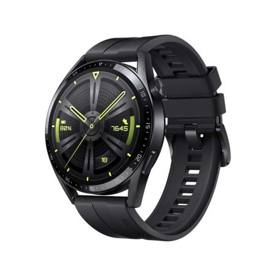 Picture of Huawei Watch GT 3 46 GPS, Black Stainless Steel Case/Black Fluoroelastomer Strap