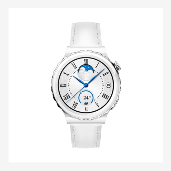 Picture of HUAWEI WATCH GT 3 Pro 32MB+4GB Silver Bezel White Ceramic Case White Leather Strap