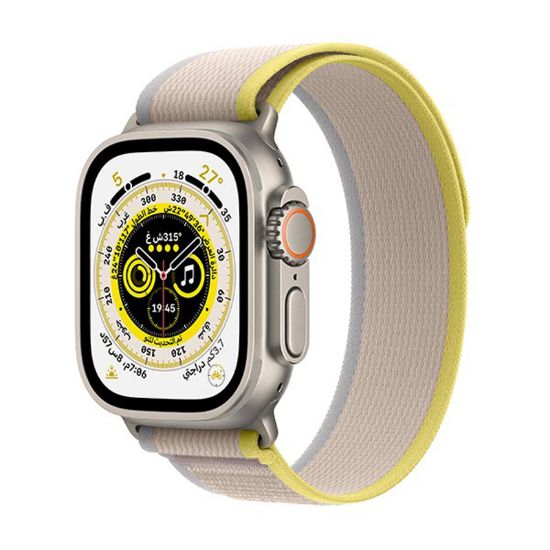 Picture of Apple Watch Ultra GPS + Cellular, 49mm Titanium Case with Yellow/Beige Trail Loop - M/L