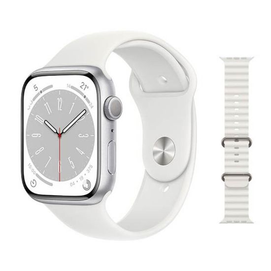 Picture of Apple Watch Series 8 GPS, 45mm Silver Aluminium Case with White Sport Band