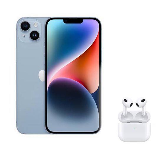 Picture of Apple iPhone 14 Plus, 128 GB , 5G - Blue With Apple Air Pods 3rd generation White