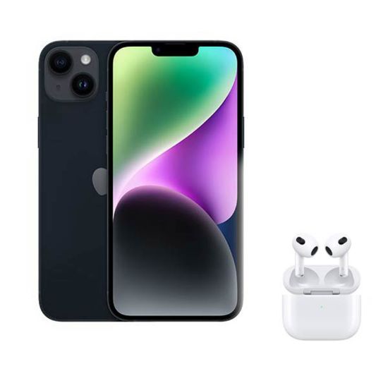 Picture of Apple iPhone 14 Plus, 128 GB , 5G - Midnight With Apple Air Pods 3rd generation White