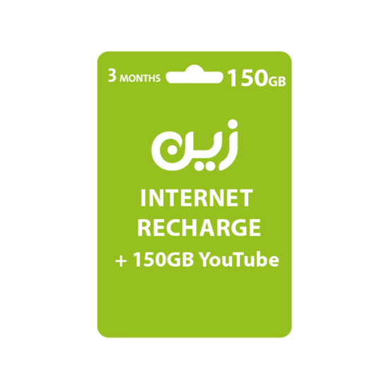 Picture of Zain Internet Recharge Card 150GB + 150GB YT&FB&TK For 3 Months