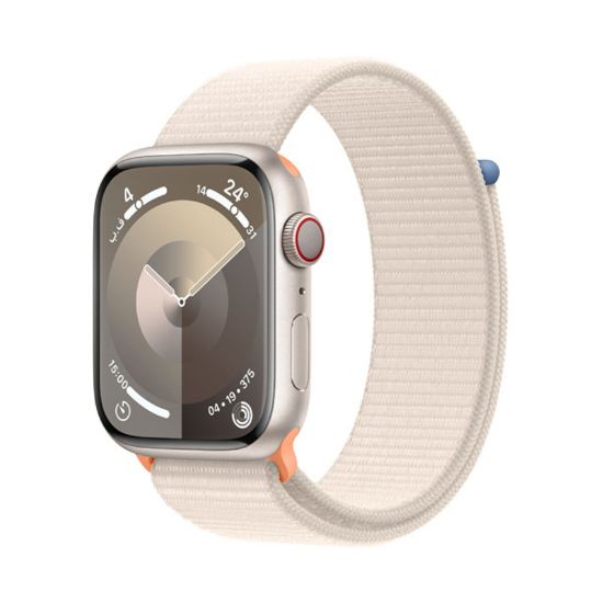 Picture of Apple Watch Series 9, GPS, 45mm - Starlight Aluminum Case with Starlight Sport Loop - S/M