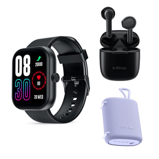 Picture of Infinix Bundle ( WATCH XW1 Black + Soundbox XS01 PURPLE + XE22 Black )